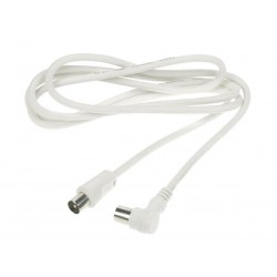 CABLE TV - COAX MALE COUDE VERS COAX FEMELLE COUDE. 1.5m. BLANC