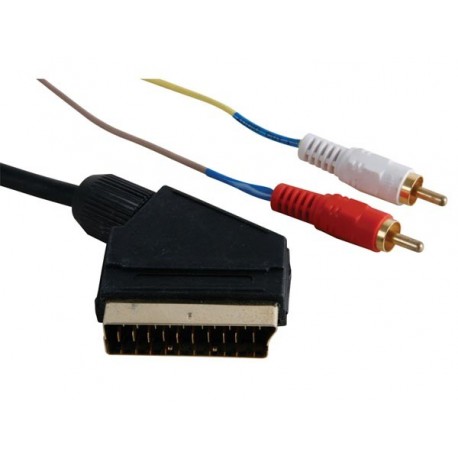 CABLE AUDIO/VIDEO - PERITEL MALE VERS 2 x RCA MALE. 3m