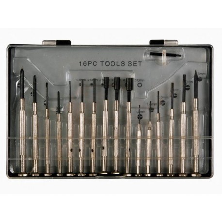JEU DE 16 TOURNEVIS METALLIQUES