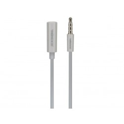 CABLE 3.5 mm 4 BROCHES STEREO MIC MALE vers 3.5 mm 4 BROCHES STEREO MIC FEMELLE - BLANC - 1 m