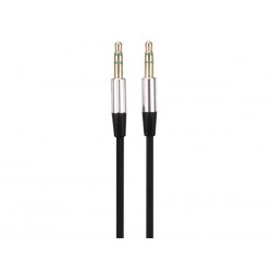 CABLE STEREO MALE 3.5 mm 3 BROCHES VERS STEREO MALE 3.5 mm 3 BROCHES - GAINE PLATE ET FLEXIBLE - 1 m