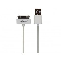 CABLE USB A MALE VERS APPLE® 30 BROCHES MALE - BLANC - 1 m