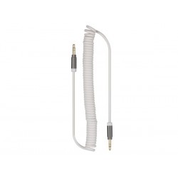 CABLE SPIRALE 3.5 mm STEREO MALE 3 BROCHES VERS 3.5 mm STEREO MALE 3 BROCHES - BLANC - 2 m