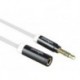 CABLE SPIRALE 3.5 mm STEREO MALE 3 BROCHES VERS 3.5 mm STEREO FEMELLE 3 BROCHES - BLANC - 2 m