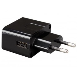 CHARGEUR COMPACT AVEC CONNEXION USB 5 V - 1 A - NOIR