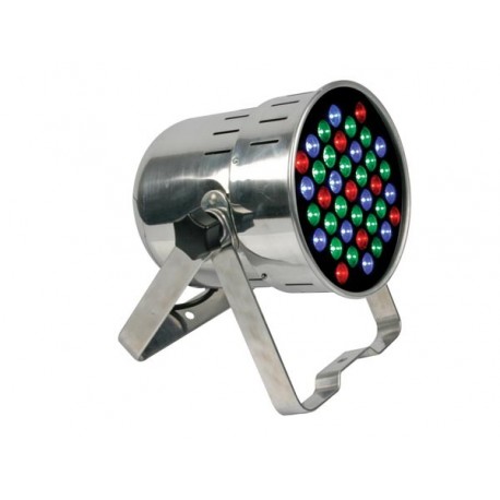 PRO LED PROJECTEUR PAR64 - MODELE COURT - CHROME - DOUBLE SUPPORT - 39 x 1W LED