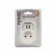 SIMPLE PRISE ELECTRIQUE AVEC 2 PORTS USB - 3.15 A - BLANC
