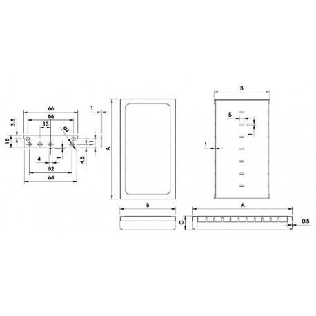 COFFRET RFI LOW MODULAR - 161 x 68 x 17mm