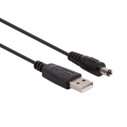 CABLE USB 2.0 CONNECTEUR MALE TYPE A VERS CONNECTEUR CC MALE - 2.5 x 5.5 mm - NOIR- 1 m