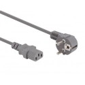 CABLE D'ALIMENTATION GRIS CEE 7/7 90o C13 L 3.0 m. 3G1.0 mm²