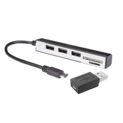 USB 2.0 - LECTEUR DE CARTES MICRO USB SD/microSD (2-en-1) HUB USB A 3 PORTS
