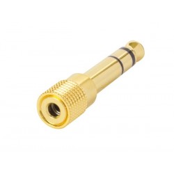 FEMELLE 3.5 mm JACK a MALE 6.35 mm JACK - STEREO - PLAQUE OR