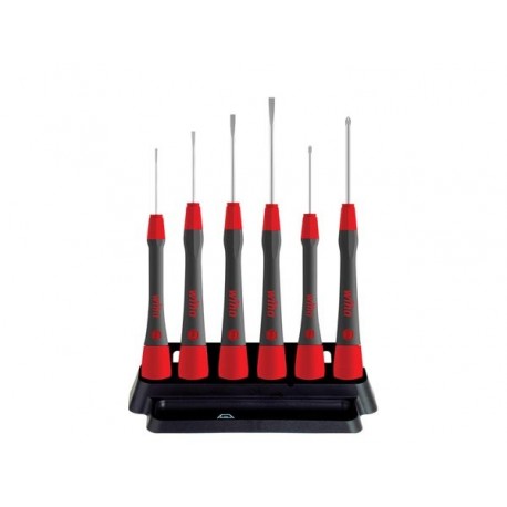  wiha jeu de tournevis de precision picofinish® fente, phillips 6 pcs avec etui (42990) 
