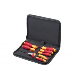 wiha jeu d'outils electricien tournevis, pinces coupantes diagonale, 6 pcs dans une trousse (33969) 