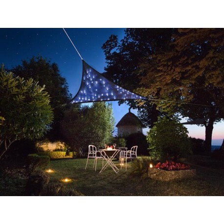  voile solaire led - ciel etoile - triangulaire - 3.6 x 3.6 x 3.6 m - bleu fonce 
